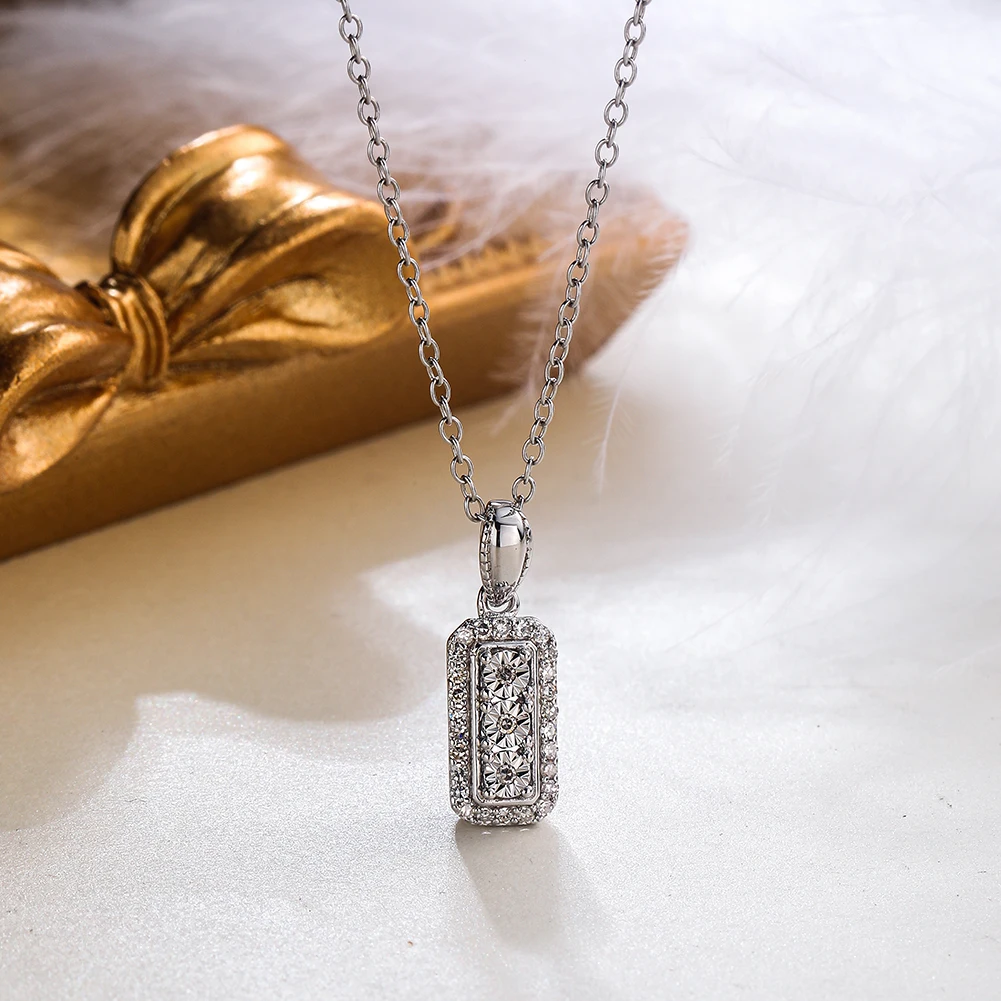 Gz zongfa autentic 925 de sterlină femei colier africa de sud diamond pandantiv 0.13 carate iubitor de cadou mare pentru < Bijuterii Fine - www.saboo.ro