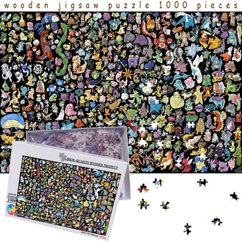 Desene animate Anime Puzzle 1000 Piese Monstru de Buzunar Imagine Puzzle din Lemn Puzzle-uri pentru Adulți, Copii DIY de Învățământ din Lemn Jucarii Cadou
