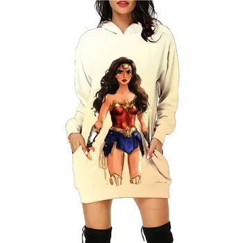 Wonder Woman Hanorac Imprimate 3D Hanorac Rochie de Noutate Hanorac Femei Casual cu Maneci Lungi Hoodie Pulover Sport