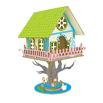 Candice guo lemn 3D puzzle DIY jucărie mână de lucru woodcraft arhitectura kit clădire printesa casă în copac ziua de nastere cadou de Crăciun