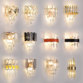 Cristal din Oțel Inoxidabil de Aur Clar Designer Estompat LED lampă de Perete de Perete de Lumină Tranșee de Perete Pentru Dormitor, Coridor