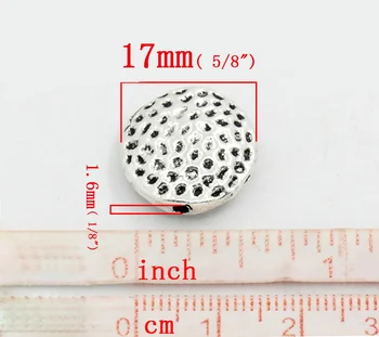 Doreen Cutie cald - Distanțiere Margele Rotunde Plate de Culoare Argintie Loc 17mm Dia,20buc (B22467)