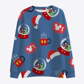 Noi de Craciun Tricou Disney Mickey si Minnie Toamna Harajuku y2k Streetwear Echipajul Gât Casual pentru Femei Tricou Maneca Lunga