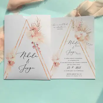 Ieftine Personalizate Perle Albe de Hârtie Imprimarea de Carduri de Invitatie de Nunta cu Plic de Lux Dantelă Invitații