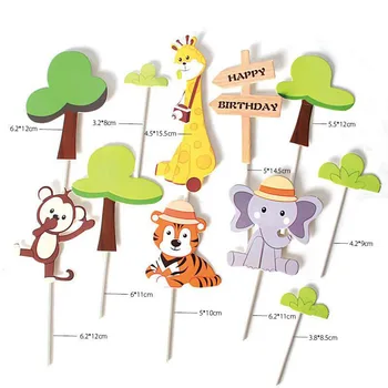 2020 Adânc Animale de Pădure Tema Happy Birthday Cake Topper Elefant Tort Joben pentru Petrecere de Aniversare pentru Copii Decoratiuni Tort